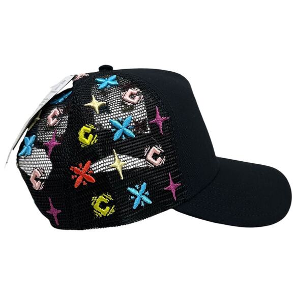 Cult of Individuality Trucker Hat Embroidered Logo Pattern Black Snapback Cap - Picture 2 of 8